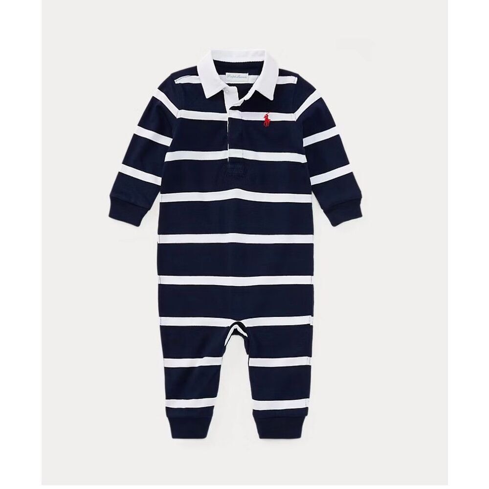Striped Cotton Jersey Rugby Coverall Size 6months G